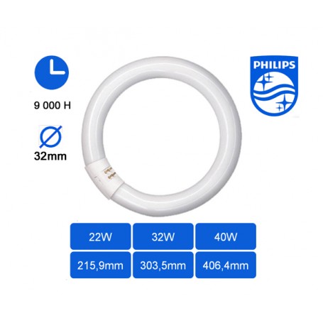 Tube fluo TL-E T8 "CIRCULAR SUPER 80" 22W/32W/40W G10Q --- (5 déclinaisons)