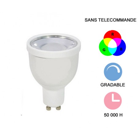 Lampe LED "RGB" 4W RGB+3000K GU10 200-220lm