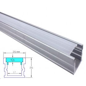 Profilé de sol renforcé Aluminium 26-26mm diffuseur Dépoli avec accessoires --- 1m/2m