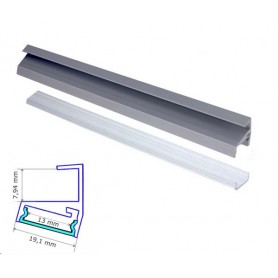 Profilé Aluminium pour tablette verre 8mm diffuseur Transparent avec accessoires --- 1m