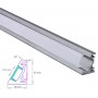 Profilé d'Angle Aluminium Asymétrique 16-20mm diffuseur Dépoli avec accessoires --- 1m/2m