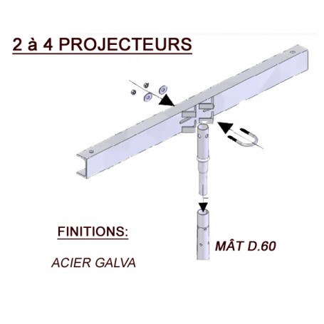 Traverse à Bride Acier Galvanisé 2-4 projecteurs