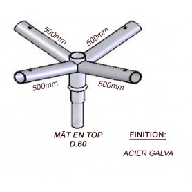 Crosse Fixation Quadruple en TOP pour MAT Acier Galvanisé