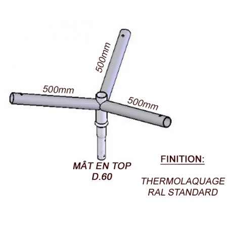 Crosse Fixation Triple en TOP pour MAT Acier Thermolaquage --- (19 couleurs)