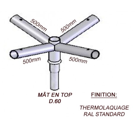 Crosse Fixation Quadruple en TOP pour MAT Acier Thermolaquage --- (19 couleurs)