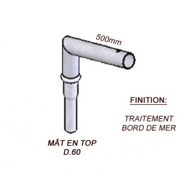 Crosse Fixation Simple en TOP pour MAT Acier Thermolaquage Bord de Mer --- (19 couleurs)
