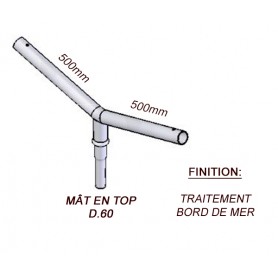 Crosse Fixation Double en TOP pour MAT Acier Thermolaquage Bord de Mer --- (19 couleurs)