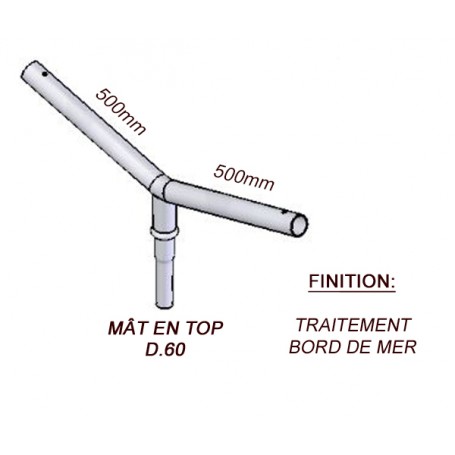 Crosse Fixation Double en TOP pour MAT Acier Thermolaquage Bord de Mer --- (19 couleurs)
