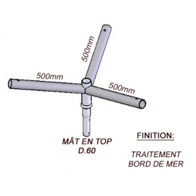 Crosse Fixation Triple en TOP pour MAT Acier Thermolaquage Bord de Mer --- (19 couleurs)