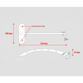 Potence horizontale 230mm Blanche pour profilé "BARRE"