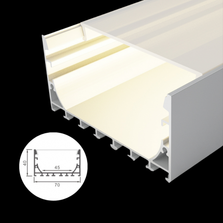 Profilé en aluminium STRIPLINE 70X40mm - 2 mètres