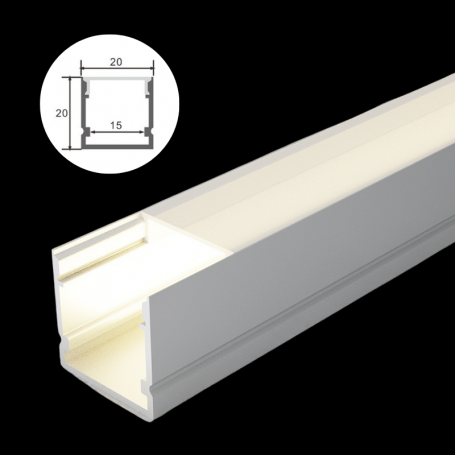 Profilé en aluminium STRIPLINE 20X20mm - 2 mètres