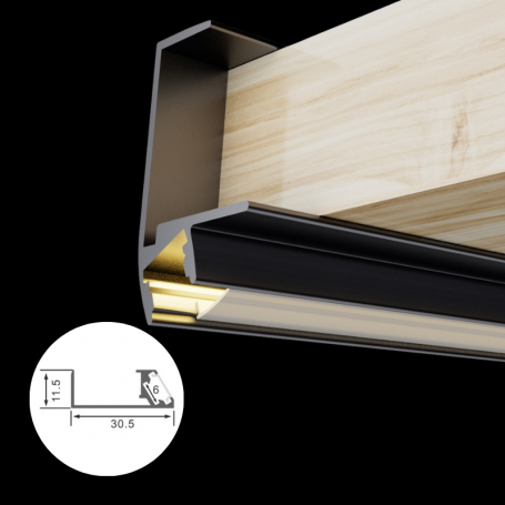 Profilé en aluminium STRIPLINE 30x11mm - 2 mètres