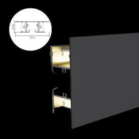 Profilé en aluminium STRIPLINE 75X24mm - 2 mètres