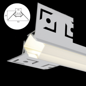 Profilé en aluminium STRIPLINE D'ANGLE PLACO 53X24mm - 2 mètres