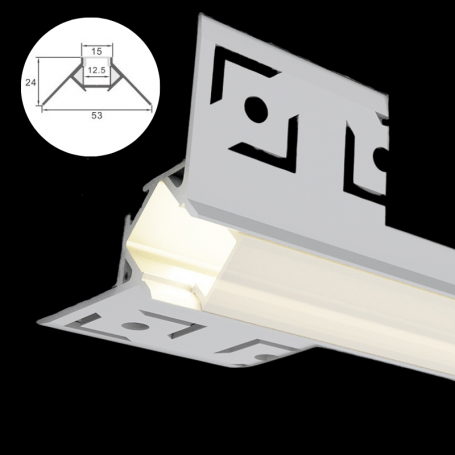 Profilé en aluminium STRIPLINE D'ANGLE PLACO 53X24mm - 2 mètres