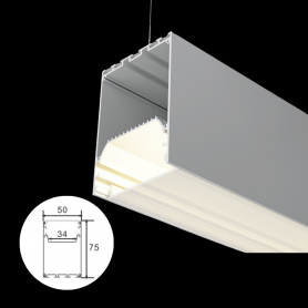 Profilé en aluminium STRIPLINE SUSPENSION 50X75mm - 2 mètres