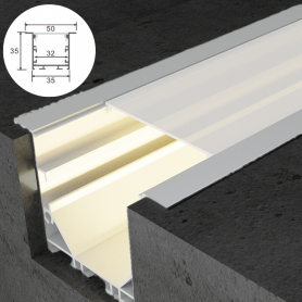 Profilé en aluminium STRIPLINE ENCASTRÉ 35X35mm - 2 mètres