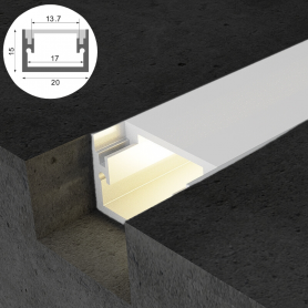 Profilé en aluminium STRIPLINE ENCASTRÉ 15X20mm - 2 mètres