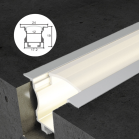 Profilé en aluminium STRIPLINE ENCASTRÉ 17X19mm - 2 mètres