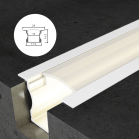 Profilé en aluminium STRIPLINE ENCASTRÉ 17X14mm - 2 mètres