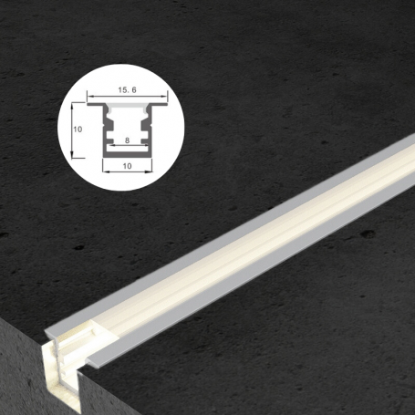 Profilé en aluminium STRIPLINE ENCASTRÉ 10X10mm - 2 mètres