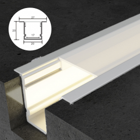 Profilé en aluminium STRIPLINE ENCASTRÉ 20X20mm - 2 mètres