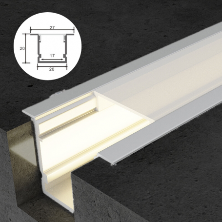 Profilé en aluminium STRIPLINE ENCASTRÉ 20X20mm - 2 mètres