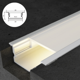Profilé en aluminium STRIPLINE ENCASTRÉ 20X10mm - 2 mètres