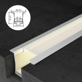 Profilé en aluminium STRIPLINE ENCASTRÉ 23X27mm - 2 mètres