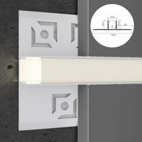 Profilé en aluminium STRIPLINE PLACO 52X13mm - 2 mètres