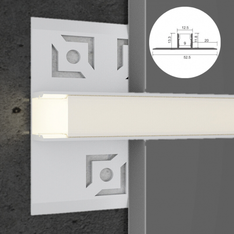 Profilé en aluminium STRIPLINE PLACO 52X13mm - 2 mètres
