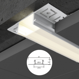 Profilé en aluminium STRIPLINE PLACO 61X14mm - 2 mètres