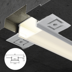Profilé en aluminium STRIPLINE PLACO 61X14mm - 2 mètres