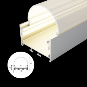 Profilé en aluminium STRIPLINE OVAL 45X42mm - 2 mètres