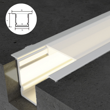 Profilé en aluminium STRIPLINE ENCASTRÉ 14X8mm - 2 mètres