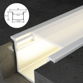 Profilé en aluminium STRIPLINE ENCASTRÉ 23X20mm - 2 mètres