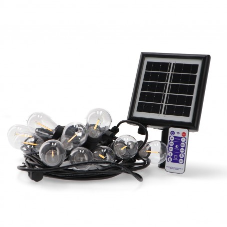 Guirlande Led Solaire extérieure (10 Ampoules E27 incluses) IP65 3W - 3000K