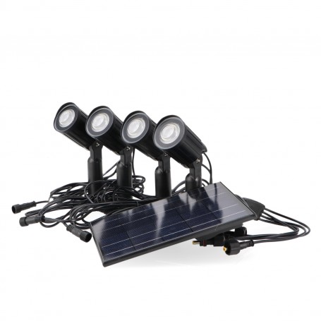 Kit 4 Spots Solaires LED sur piquet Roxi